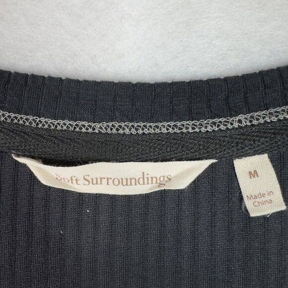 Soft Surroundings Nellie Tunic Black Sz Medium M V-Neck Knit Stretch Long Sleeve - Picture 6 of 12